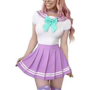 Littleforbig Cotton Sailor Purple Bodysuit Cosplay  Magical Onesie Skirt